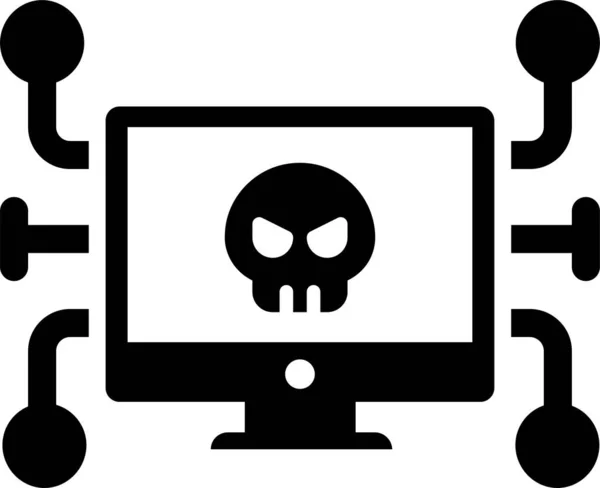 犯罪网络黑客攻击图标坚实的风格 — 图库矢量图片