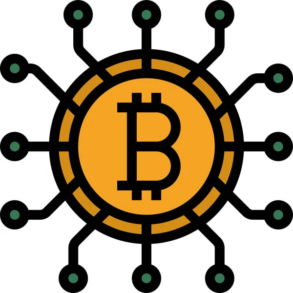 Bitcoin Cryptogeld Digitale Cash Icoon Gevulde Outline Stijl — Stockvector