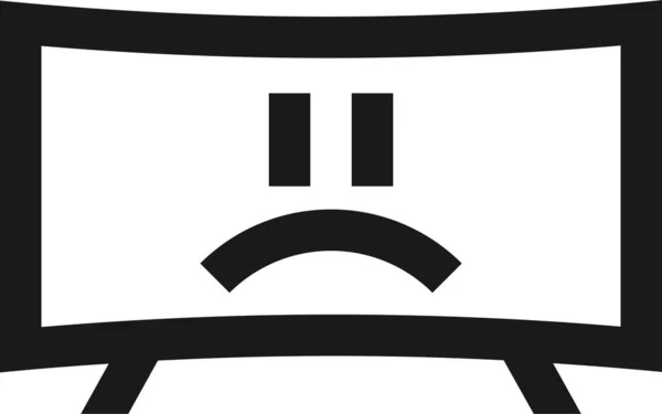 Emoji Monitor Verdrietig Pictogram Solide Stijl — Stockvector