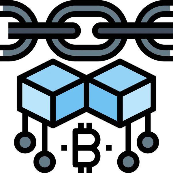 Icono Moneda Blockchain Bitcoin Estilo Contorno Lleno — Vector de stock