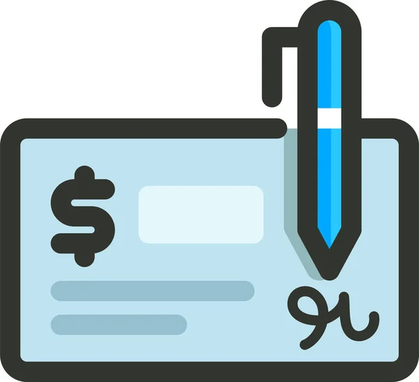 Bank Cheque Cheque Book Icon Filled Outline Style — Stock Vector