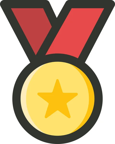 Βραβείο Πρωταθλητής Εικονίδιο Μετάλλιο Στυλ Γεμάτο Περίγραμμα — Διανυσματικό Αρχείο