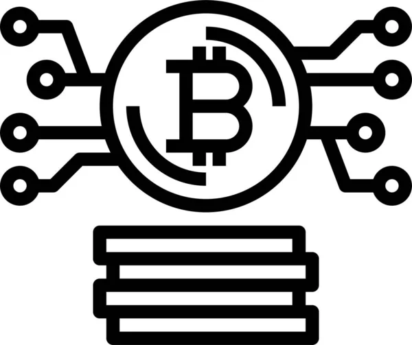 Bitcoin Business Cash Icoon Grote Lijnen Stijl — Stockvector