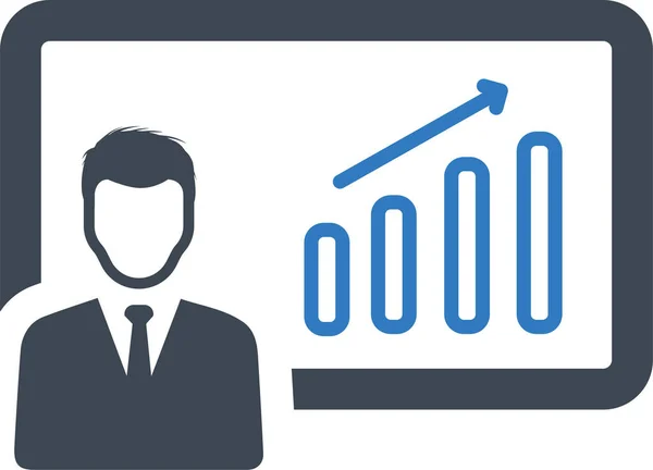 Ícone Apresentação Crescimento Negócios Estilo Sólido —  Vetores de Stock