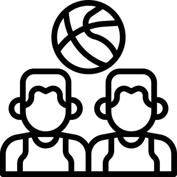 Баскетбольна Гра Люди Значок Контурному Стилі — стоковий вектор