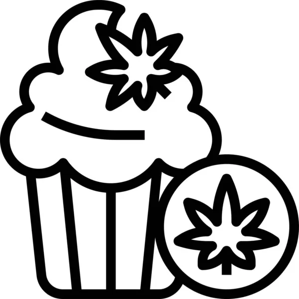 Ikon Cupcake Marijuana - Stok Vektor