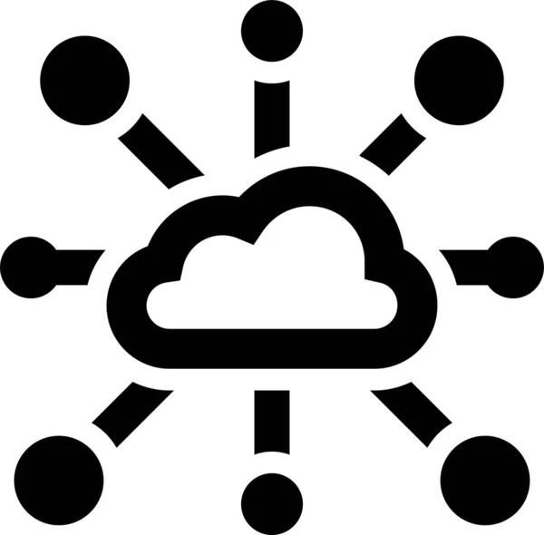 Ícone Rede Dados Nuvem Estilo Sólido —  Vetores de Stock