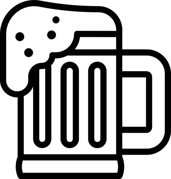 Pivní Alkoholický Nápoj Ikona Obrysovém Stylu — Stockový vektor