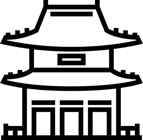 Asia Changdeokgung Palace City Icon Outline Style — 스톡 벡터