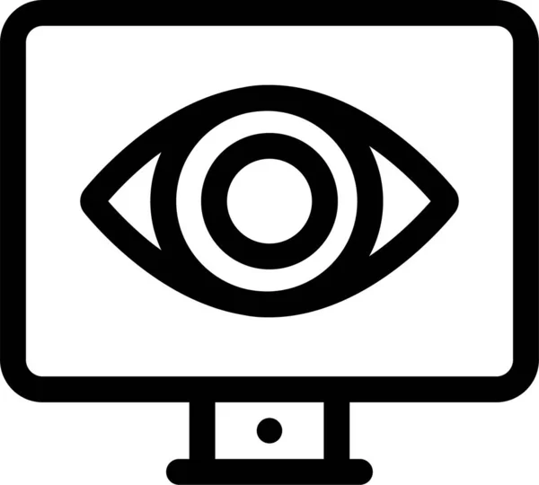 Ögonövervakning Titta Ikonen Kontur Stil — Stock vektor