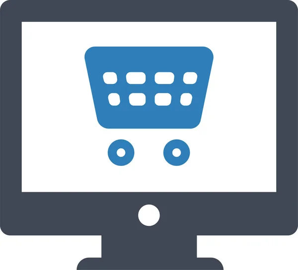 Commerce Icona Dello Shopping Online Stile Solido — Vettoriale Stock