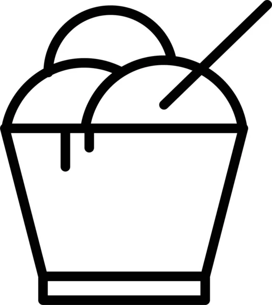 Icono Helado Cono Estilo Contorno — Vector de stock