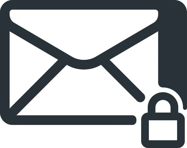 Email Icône Verrouillée Cryptée Dans Style Contour — Image vectorielle