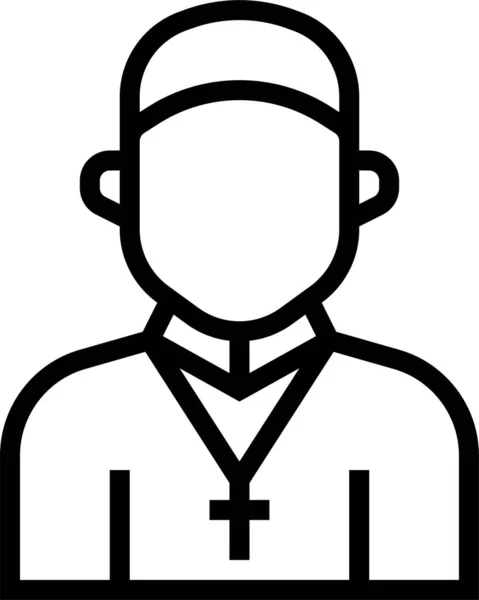 Catholic Chiristian Jesus Icon Outline Style — Stock Vector