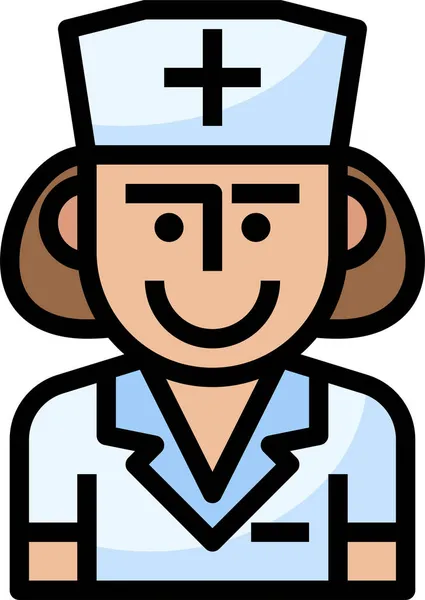 Enfermeira Hospitalar Ícone Enfermagem Estilo Esboço Preenchido — Vetor de Stock
