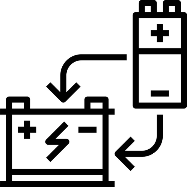 Icône Électronique Voiture Batterie Dans Style Contour — Image vectorielle