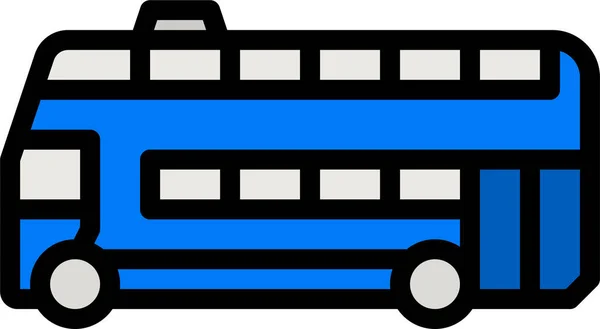Bus Double Decker Icon Filled Outline Style — Stock Vector
