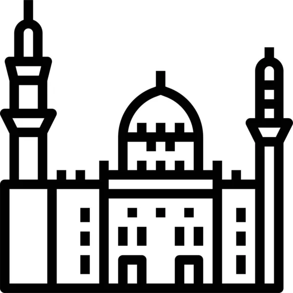 Cairo Citadel Architecture Icon Outline Style — Stock Vector