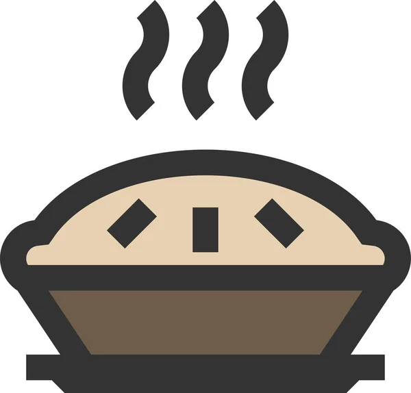 Икона Мяса Яблочного Торта Стиле Заполненного Контура — стоковый вектор