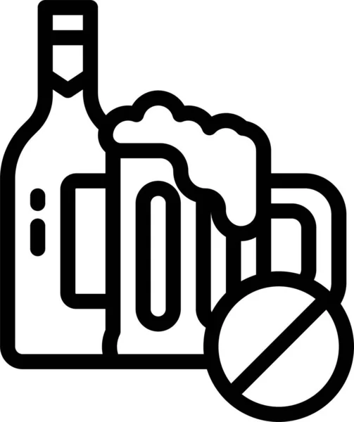 Alcohol Geen Thee Icoon Outline Stijl — Stockvector