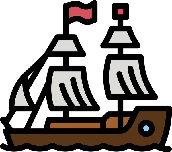 海盗船运输图标填充轮廓风格 — 图库矢量图片