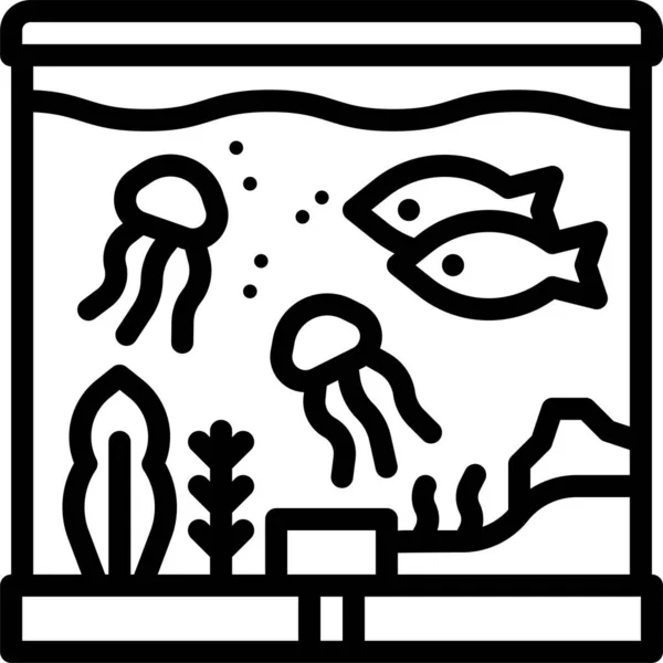 Acuario Delfín Icono Del Mar Estilo Del Esquema — Archivo Imágenes Vectoriales