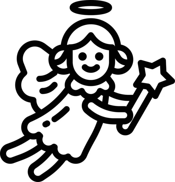 クリスマスカテゴリーの翼の天使の宗教アイコン — ストックベクタ