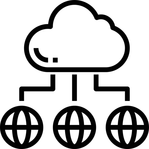Εικονίδιο Διασύνδεσης Δεδομένων Cloud Στυλ Περιγράμματος — Διανυσματικό Αρχείο