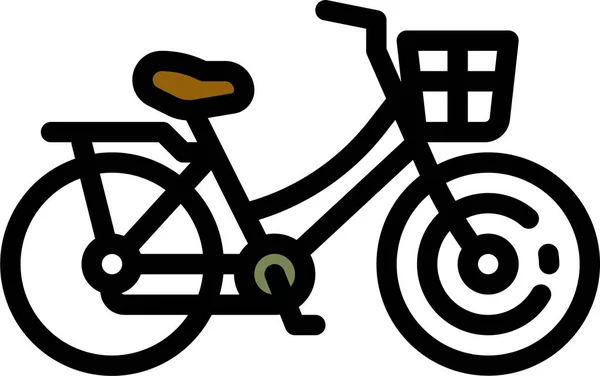Vélo Icône Passe Temps Vélo Dans Style Contour Rempli — Image vectorielle