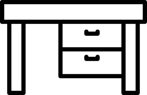 Icône Meubles Bureau Table Dans Style Contour — Image vectorielle