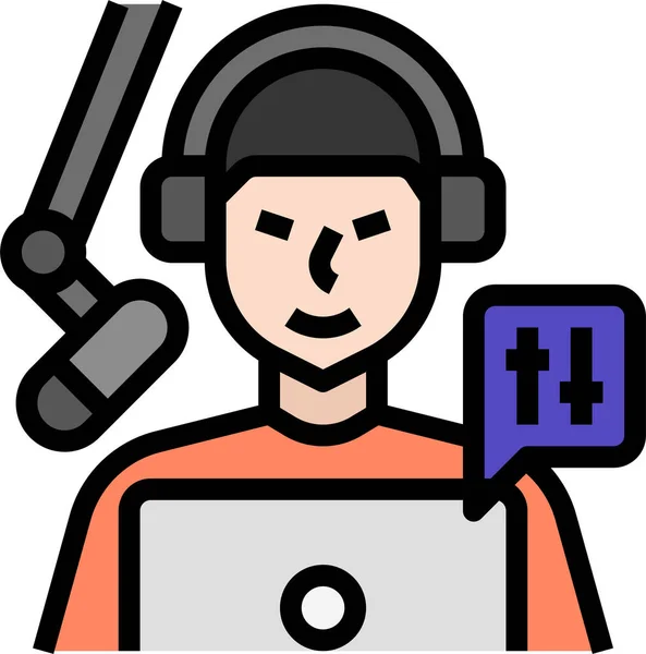 Podcast Productor Icono Icono Digital — Vector de stock