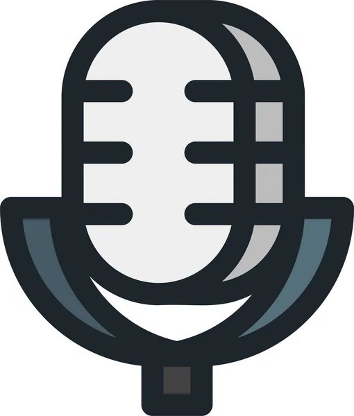 Broadcasting Mic Microphone Icon Filled Outline Style — Stock Vector