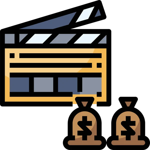 Icona Del Clapperboard Del Budget Azione Stile Contorno Pieno — Vettoriale Stock