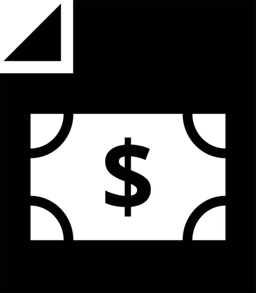 Bargeld Dokument Erweiterung Symbol Solidem Stil — Stockvektor