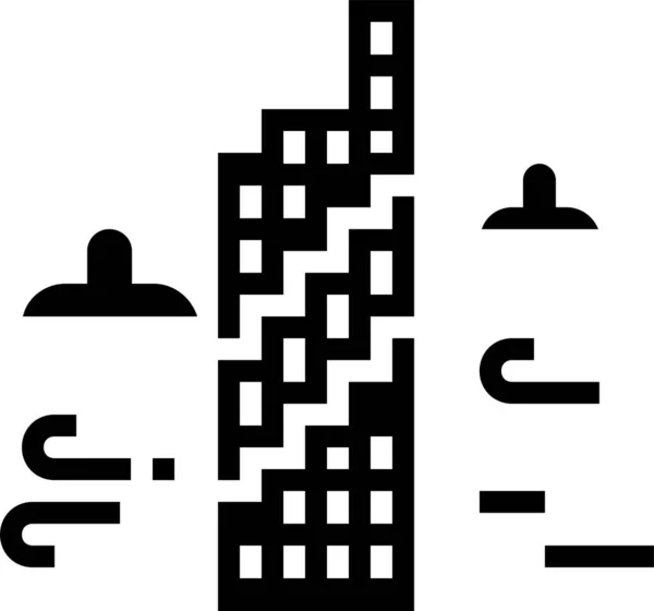Architecture Icône Tour Pixel Bangagara Dans Style Solide — Image vectorielle