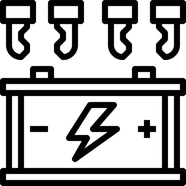 Batterij Auto Elektronica Icoon Grote Lijnen Stijl — Stockvector