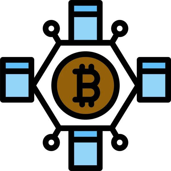Blockchain Criptomoneda Icono Bitcoin — Vector de stock