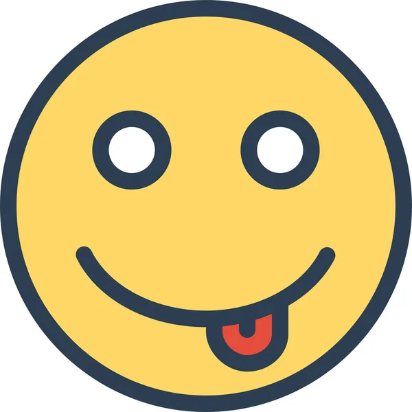 Χαμογελαστό Εικονίδιο Γλώσσα Πειράγματα Στυλ Γεμάτο Περίγραμμα — Διανυσματικό Αρχείο
