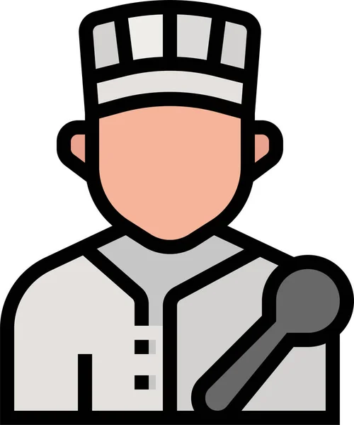Avatar Chef Cocinero Icono Estilo Contorno Lleno — Archivo Imágenes Vectoriales