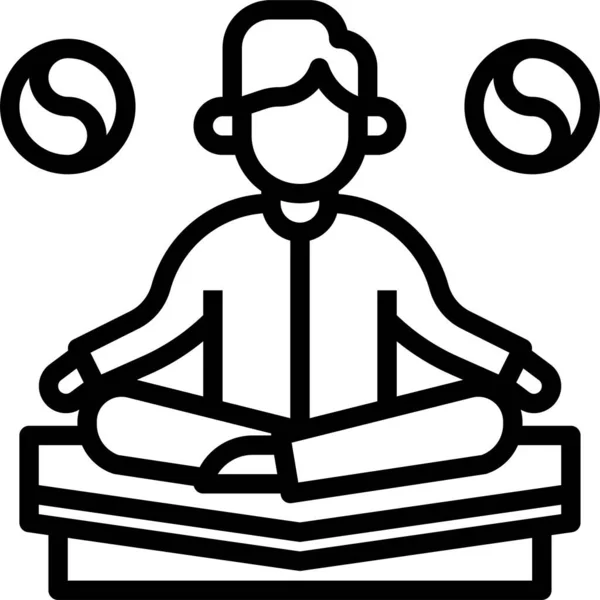 瞑想運動ウェルネスアイコン — ストックベクタ