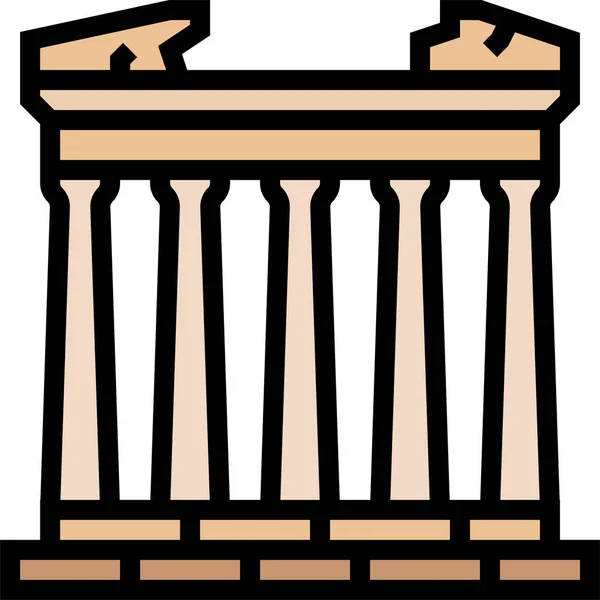 Acropolis Athens Icono Europeo Estilo Contorno Lleno — Vector de stock