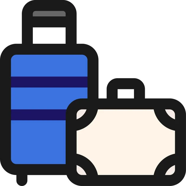 Luggage Baggage Suitcase Icon Filled Outline Style — Stock Vector