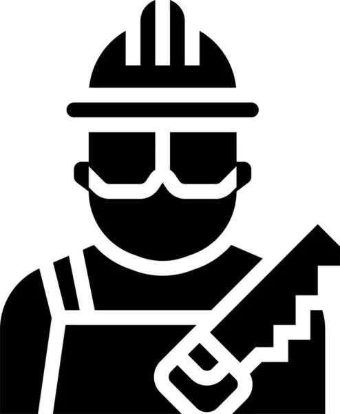 Carpenter Job Labour Icon Solid Style — Stock Vector