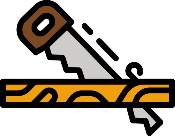 Carpenter Hammer Saw Icon Filled Outline Style — Stock Vector