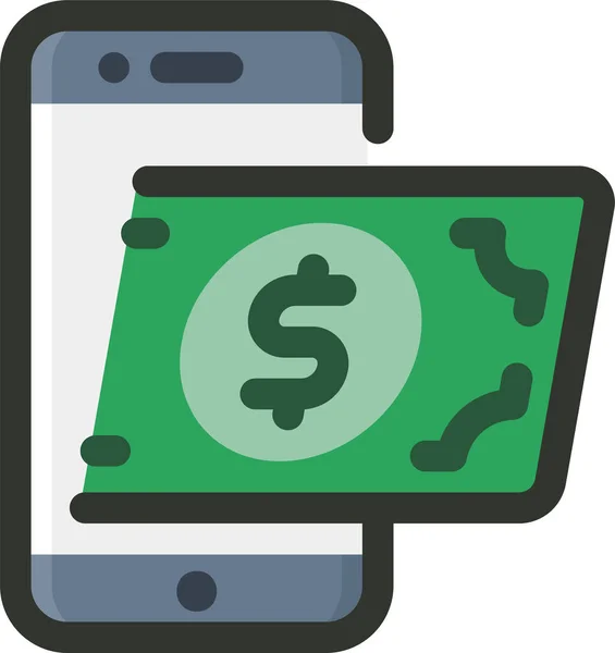 Cep Telefonu Para Ödeme Simgesi Tam Taslak Biçimi — Stok Vektör