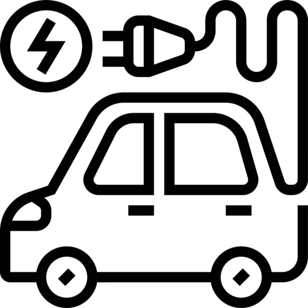 Ekologická Ikona Dobíjení Automobilů Stylu Osnovy — Stockový vektor