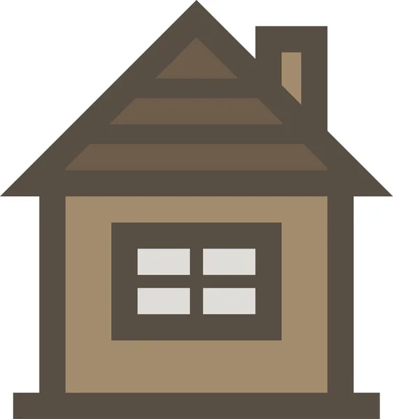 キャビンハウスの小屋アイコンをフルアウトラインスタイルで表示 — ストックベクタ