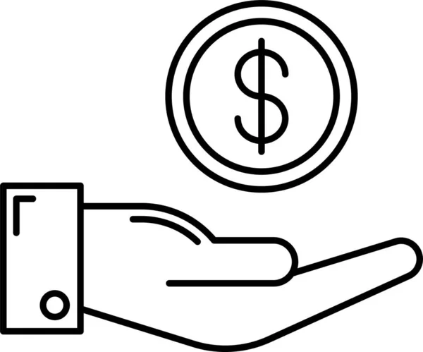 Buying Dollar Hand Icon Outline Style — Stock Vector