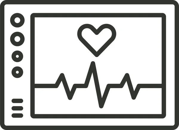 Cardiogram Ecg Hartslagpictogram Contourstijl — Stockvector