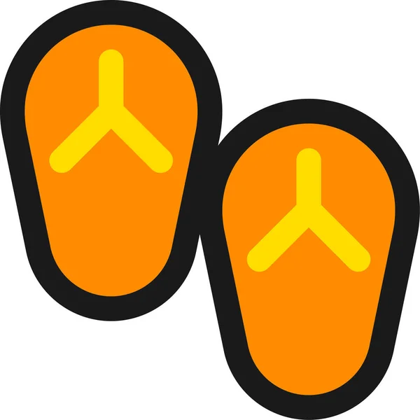 Sandaletler Parmak Arası Terlik Ayakkabı Giyme Simgesi Dolu Taslak Biçiminde — Stok Vektör